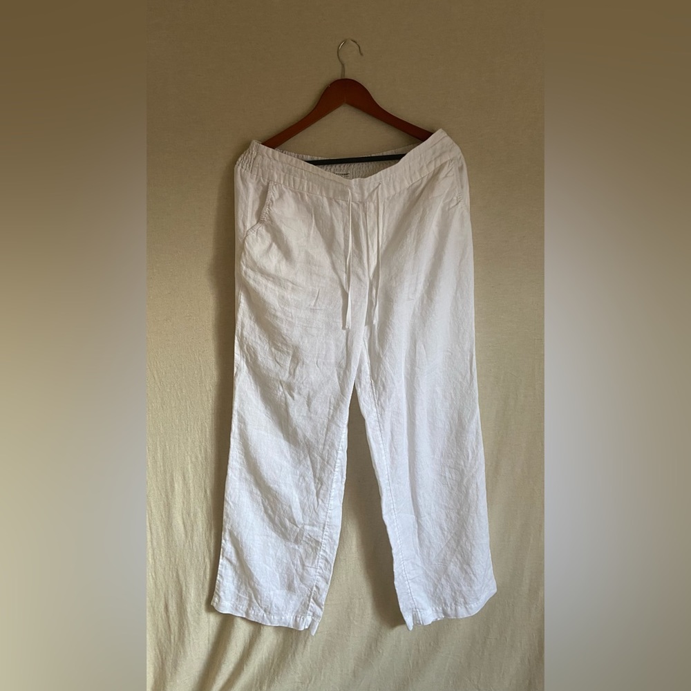 White linen pants